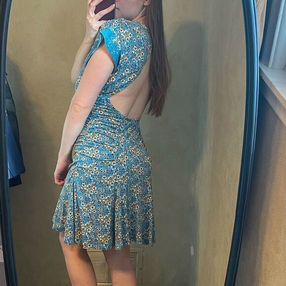 Free People Sweet Talker Mini Dress Blue Floral - Picture 3 of 8